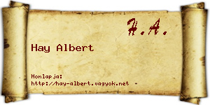 Hay Albert névjegykártya